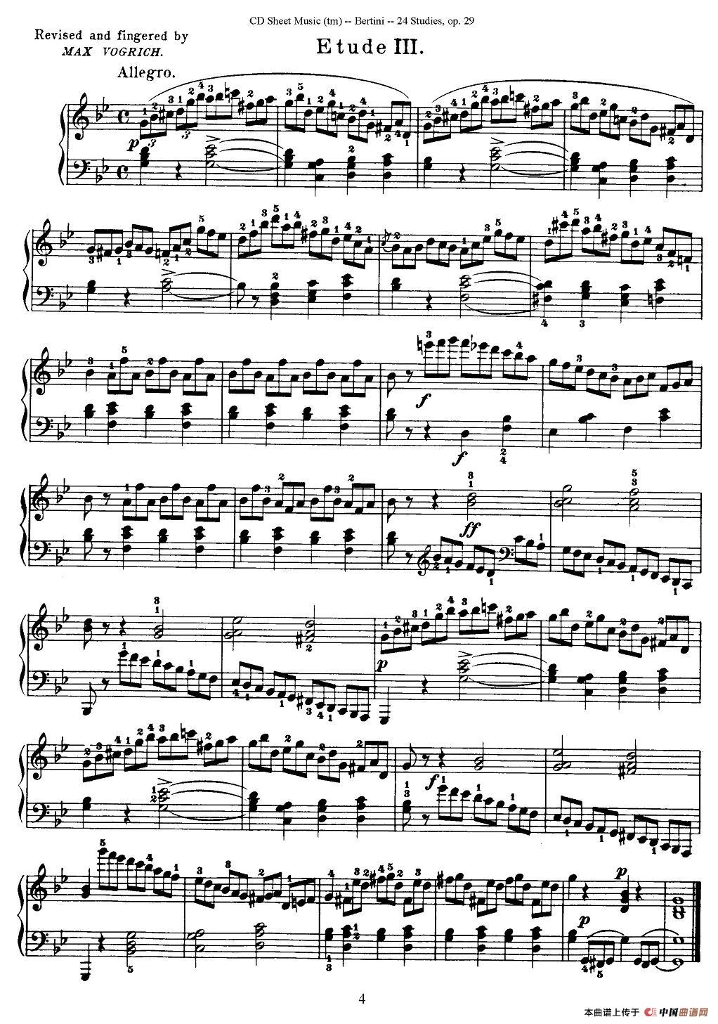 贝伦斯24首钢琴练习曲（1—5）钢琴谱