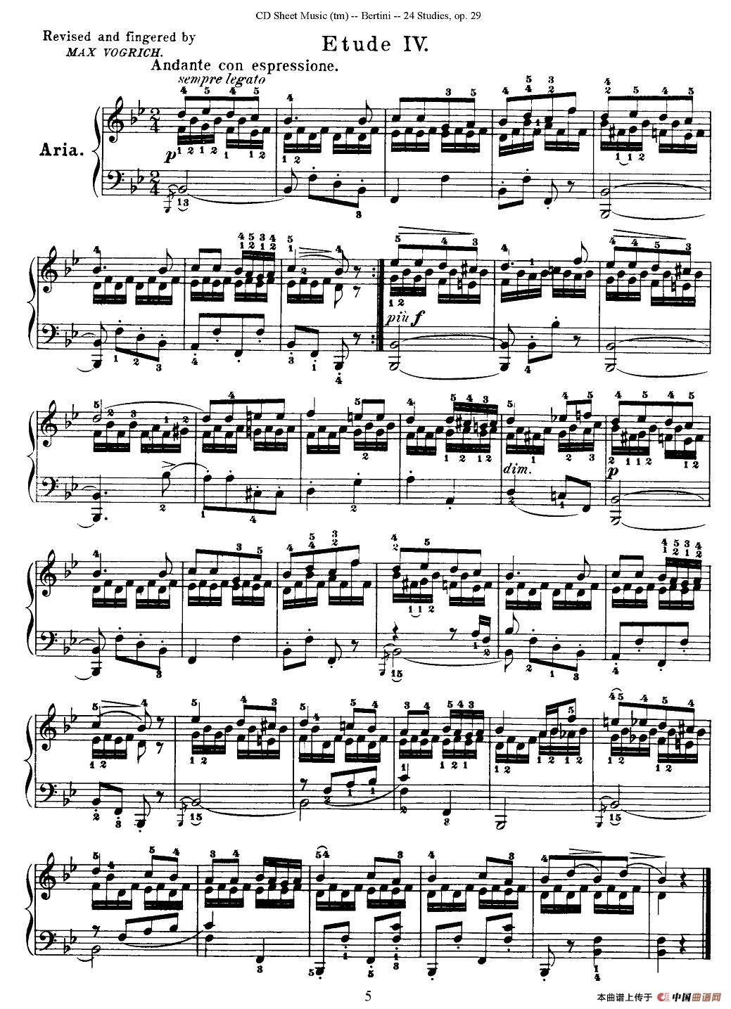 贝伦斯24首钢琴练习曲（1—5）钢琴谱