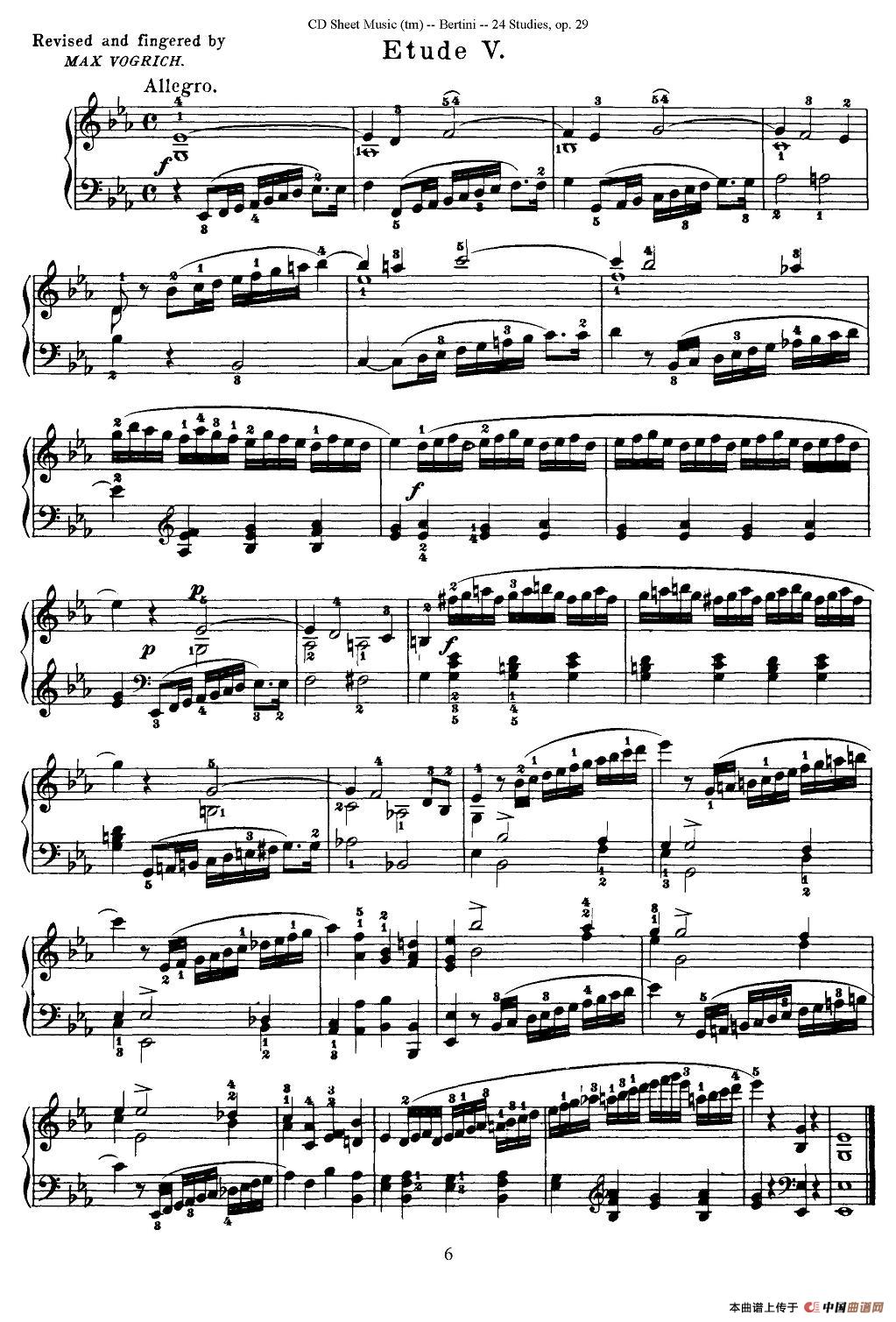 贝伦斯24首钢琴练习曲（1—5）钢琴谱