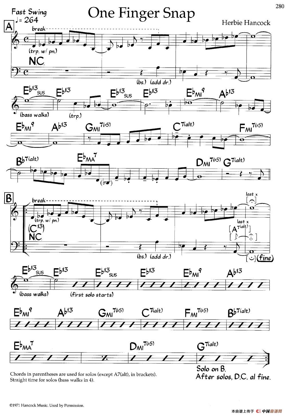 One Finger Snap（爵士钢琴曲）钢琴谱