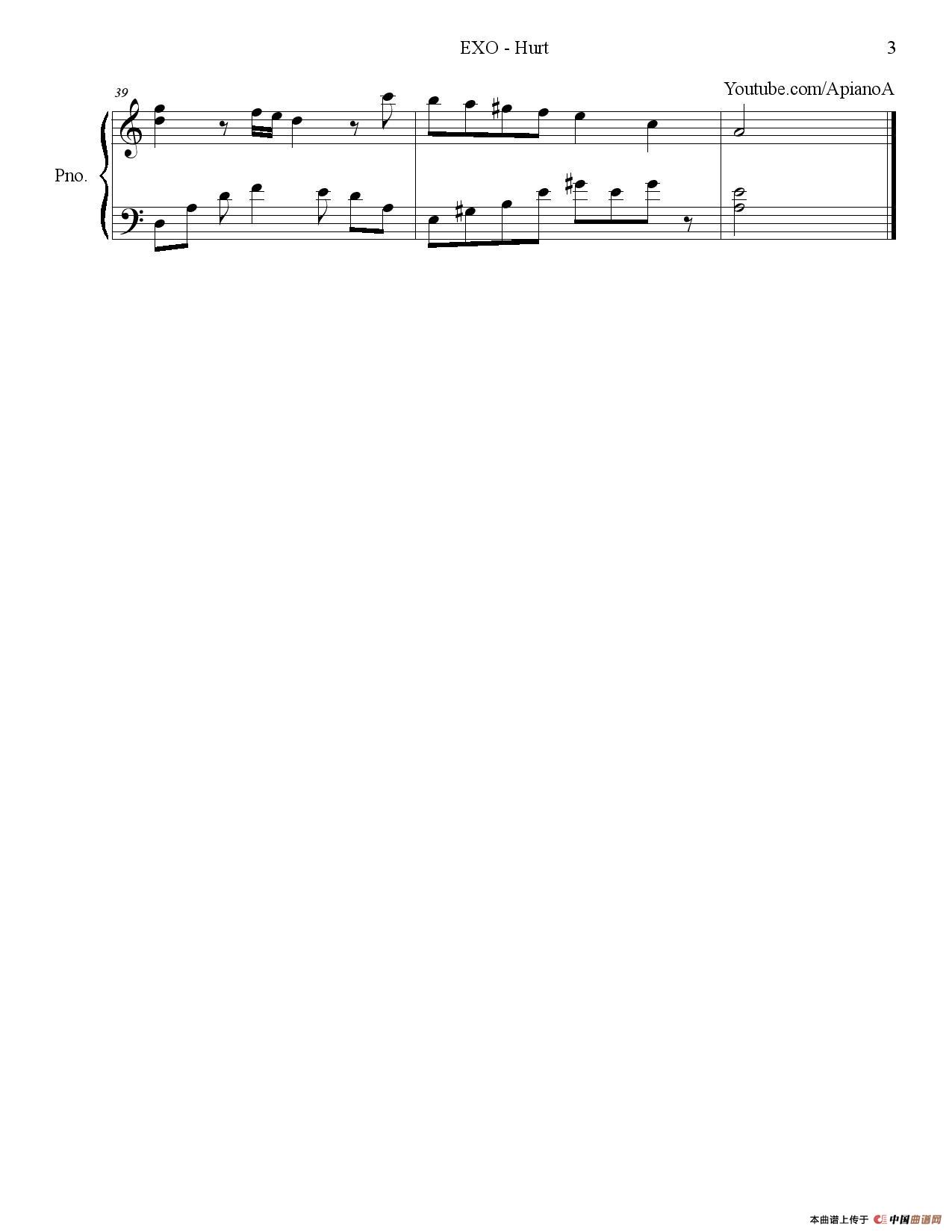 Hurt（伤害）钢琴谱