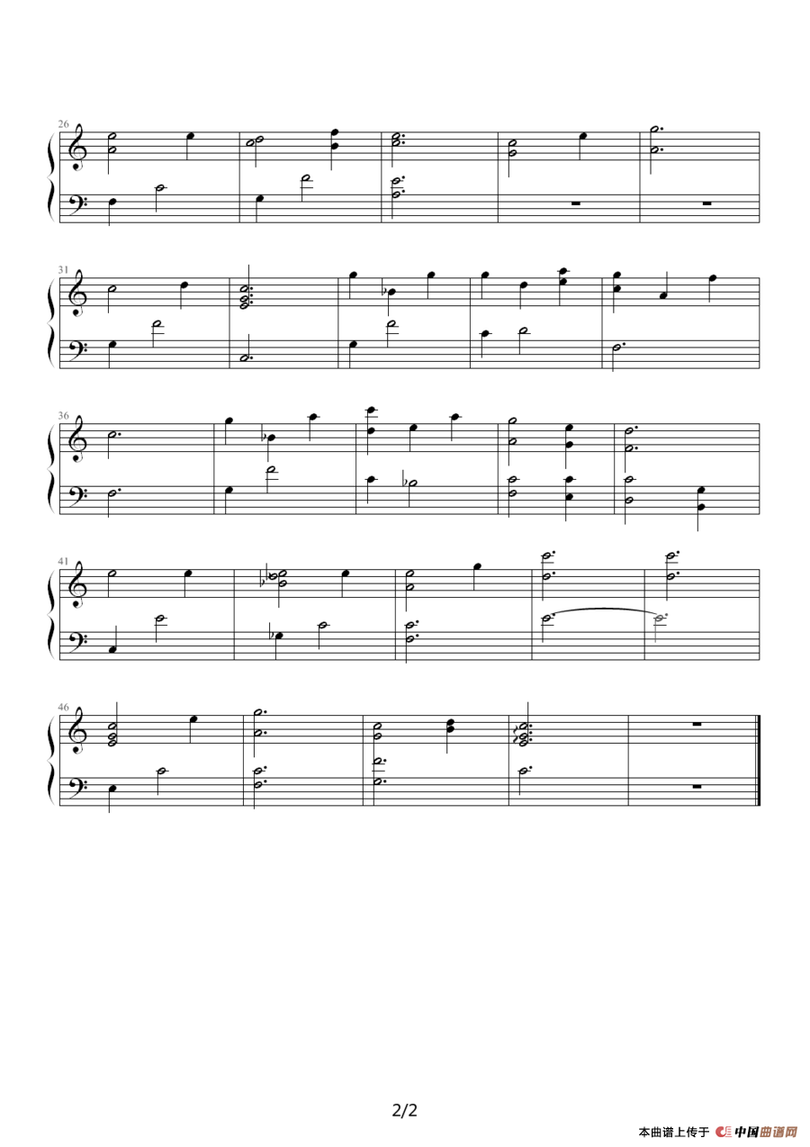世界の歌（《黑猫》插曲）钢琴谱
