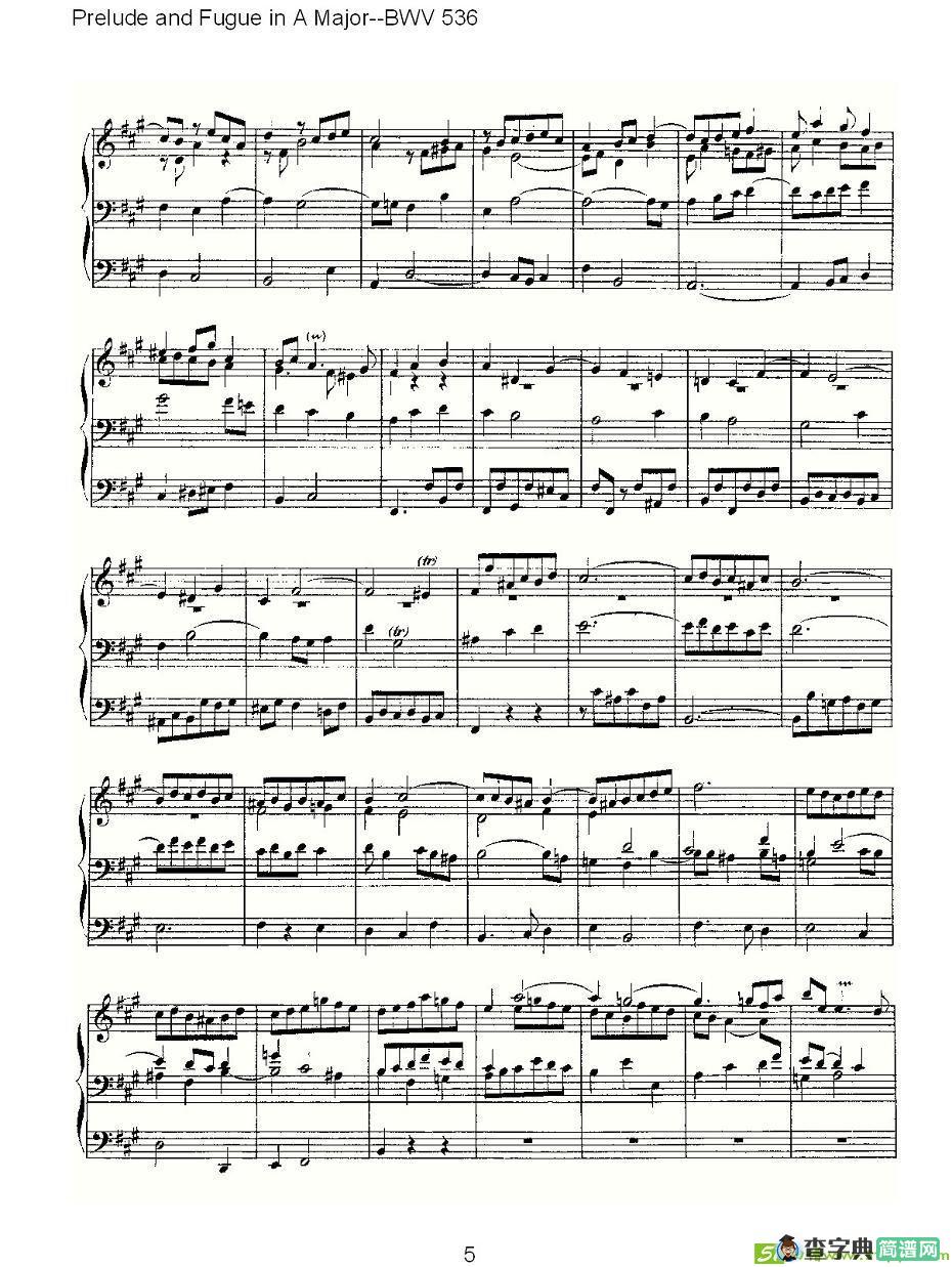Prelude and Fugue in A Major--BWV 536 简谱(ohann作曲)