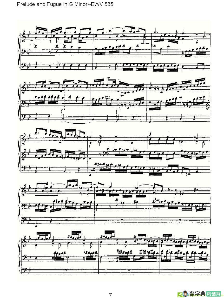 Prelude and Fugue in G Minor--BWV 535 简谱(ohann作曲)