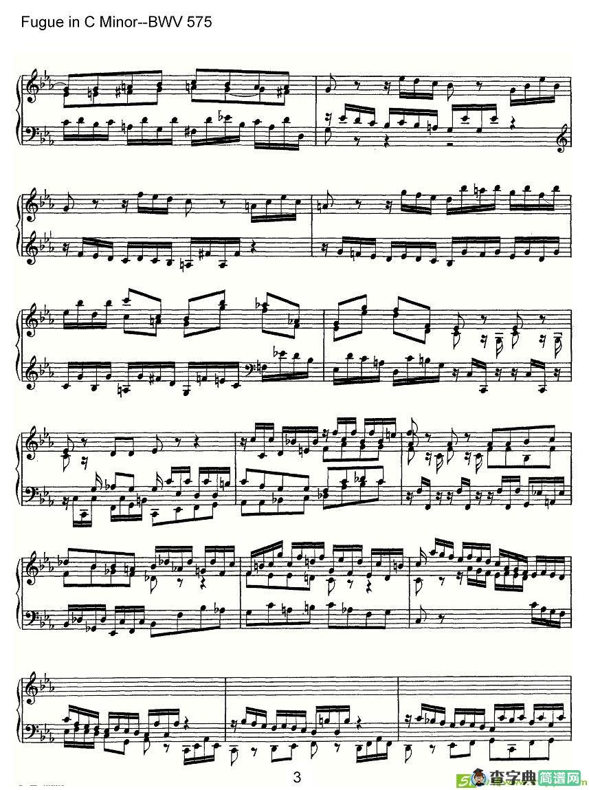 Fugue in C Minor--BWV 575简谱