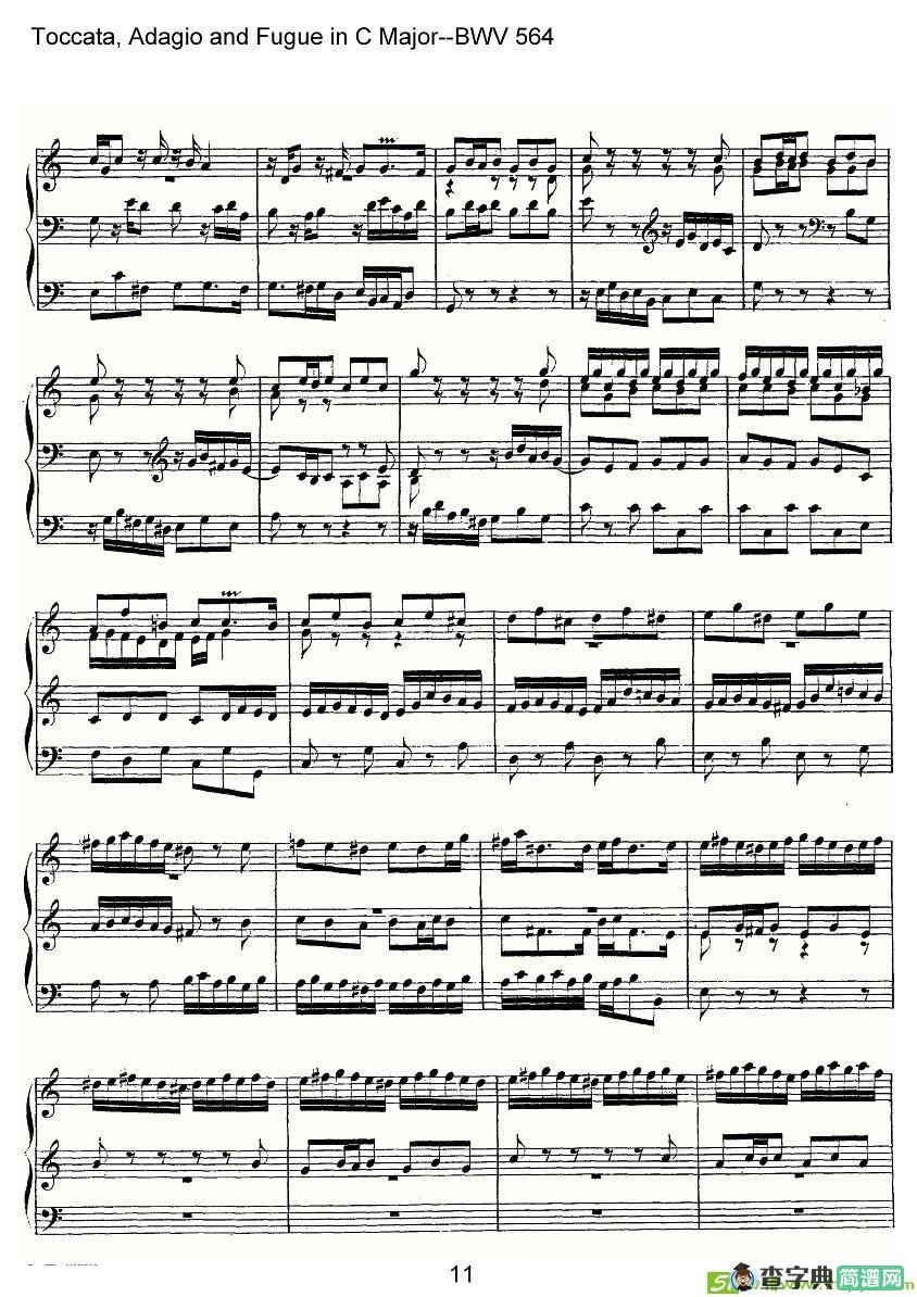 Toccata, Adagio and Fugue in C Major--BWV 564简谱