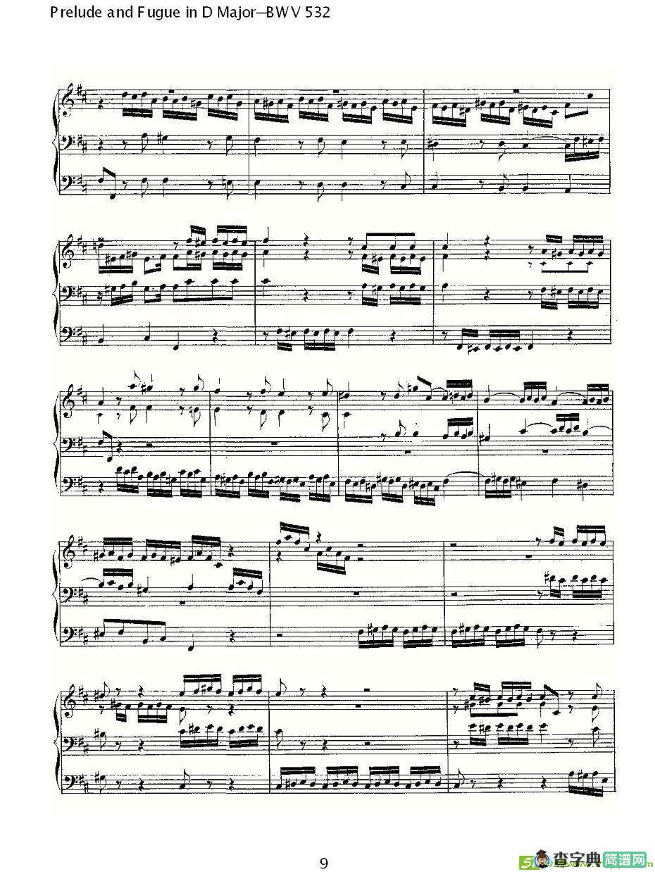 Prelude and Fugue in D Major--BWV 532  简谱(ohann作曲)