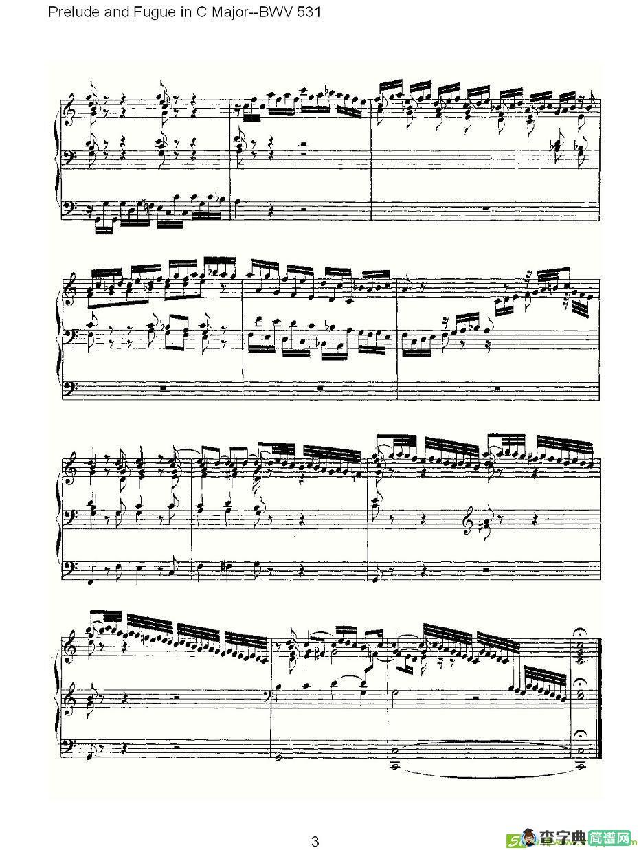 Prelude and Fugue in C Major--BWV 531 简谱(ohann作曲)