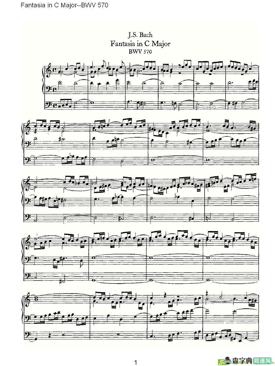 Fantasia in C Major--BWV 570 简谱(ohann作曲)