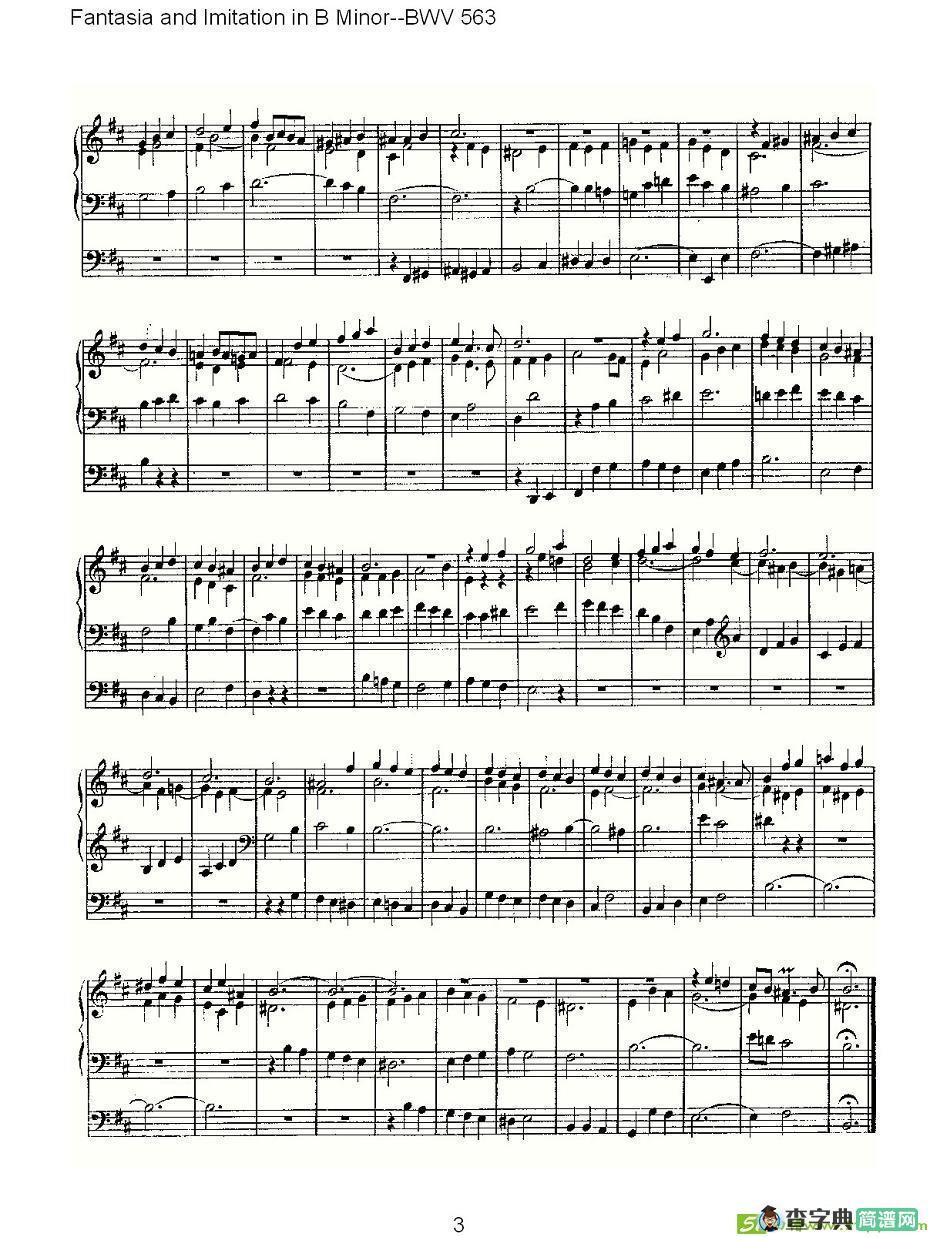 Fantasia and Imitation in B Minor--BWV 563 简谱(ohann作曲)