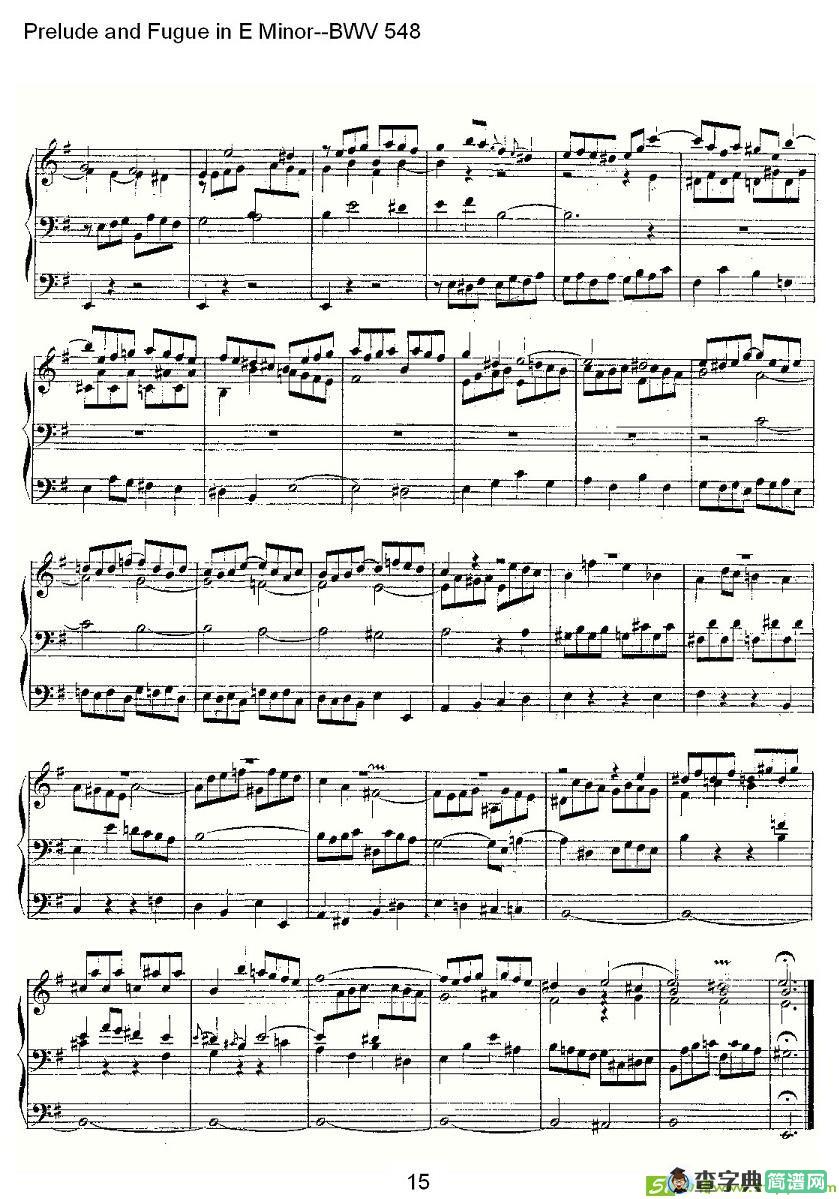 Prelude and Fugue in E Minor--BWV 548 简谱