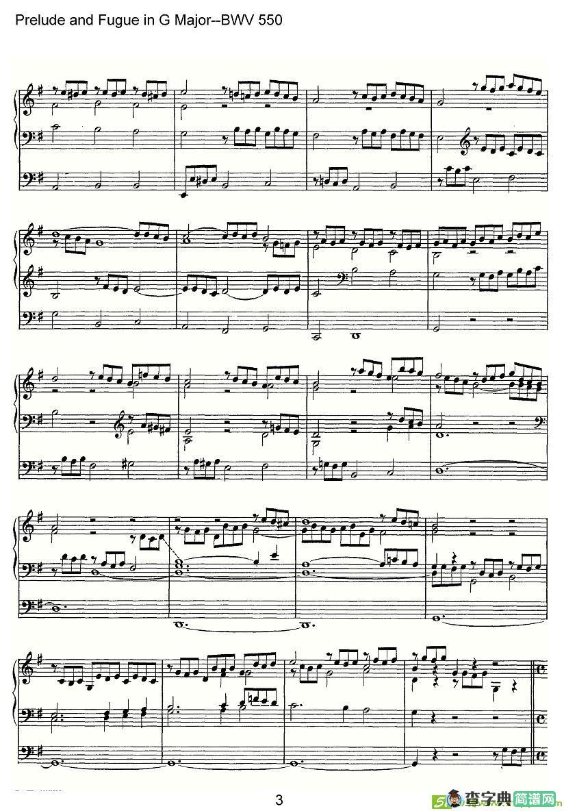 Prelude and Fugue in G Major--BWV 550简谱