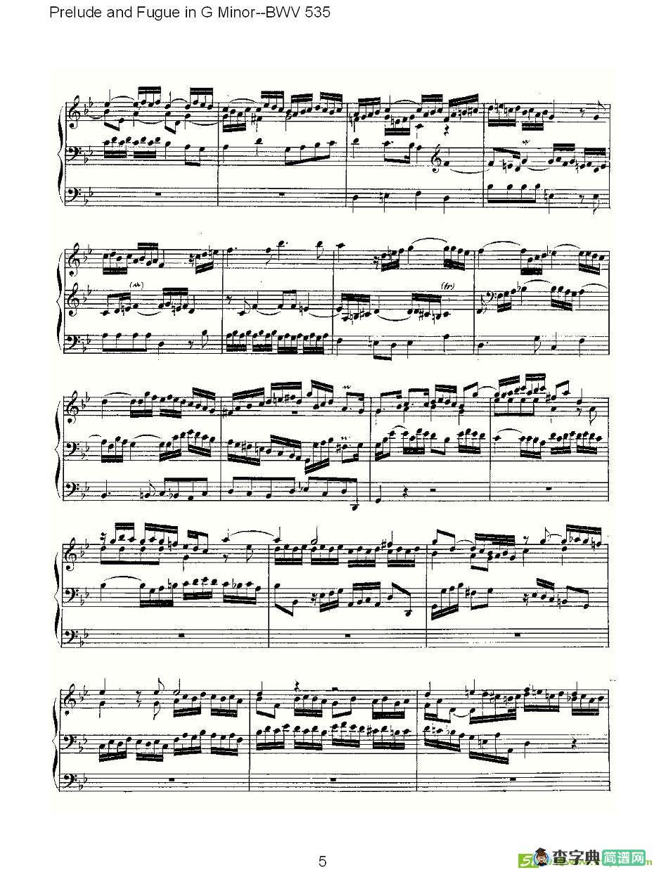 Prelude and Fugue in G Minor--BWV 535 简谱(ohann作曲)