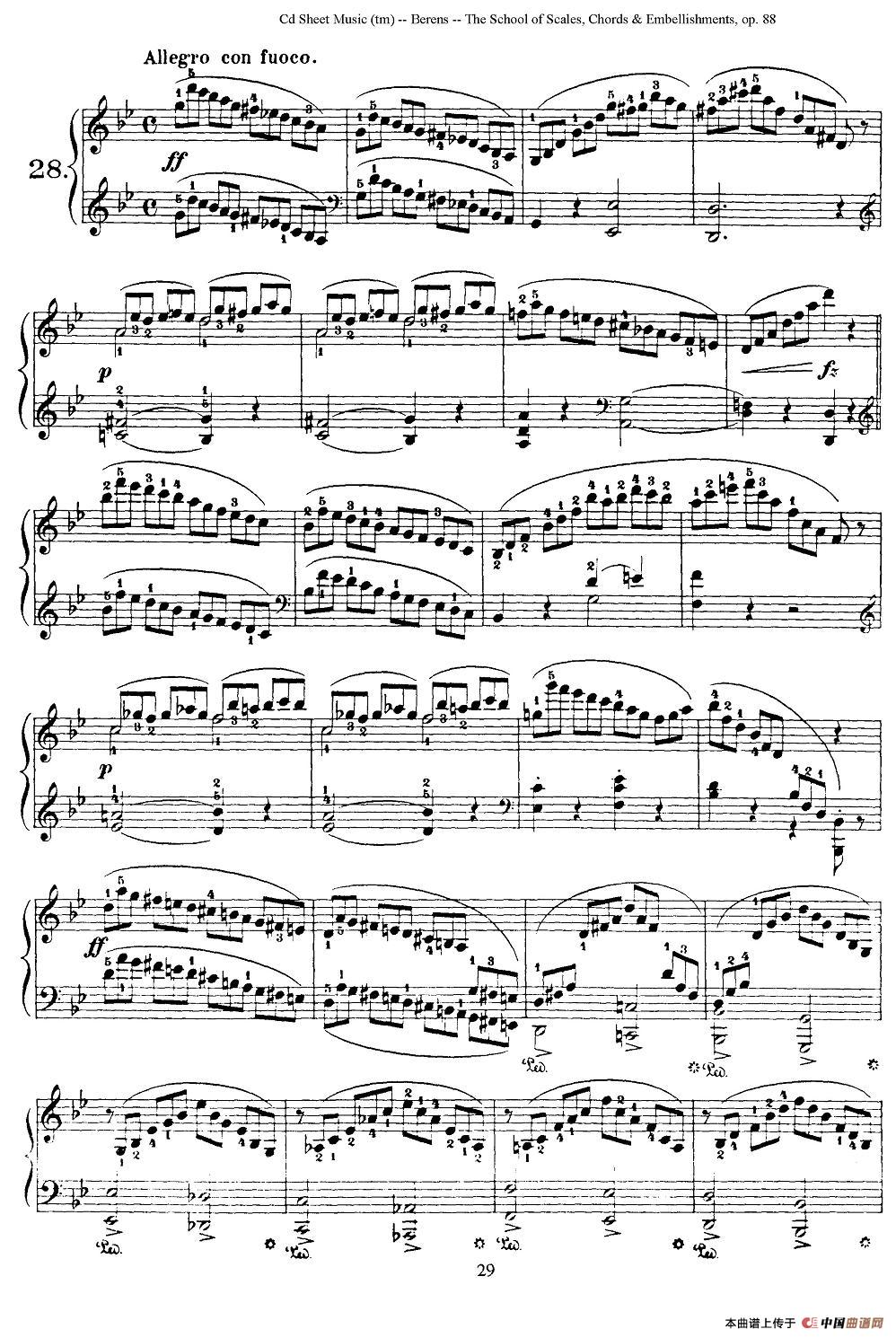 贝伦斯28首钢琴（和弦及装饰音）练习曲（25—28）钢琴谱