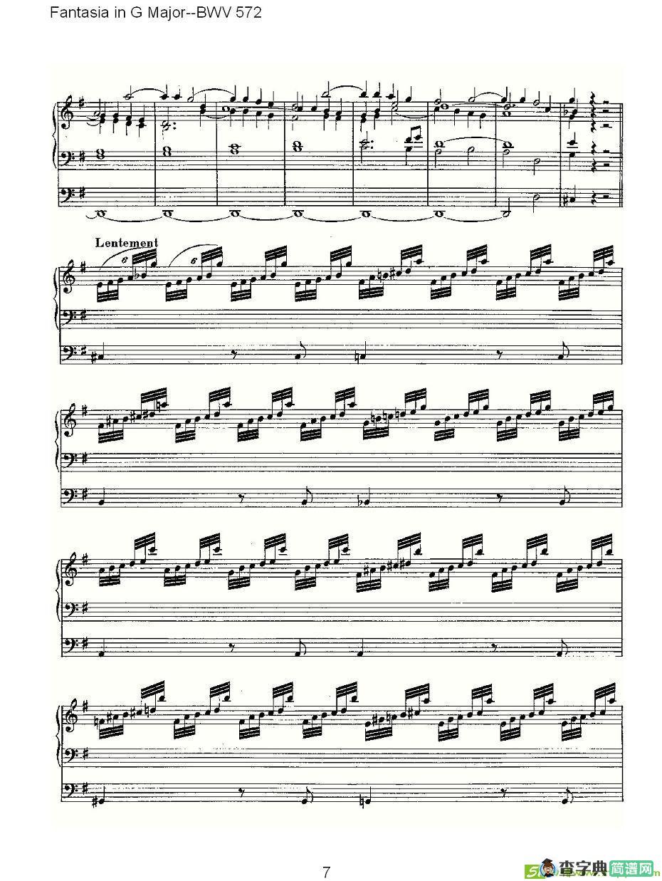 Fantasia in G Major--BWV 572 简谱(ohann作曲)