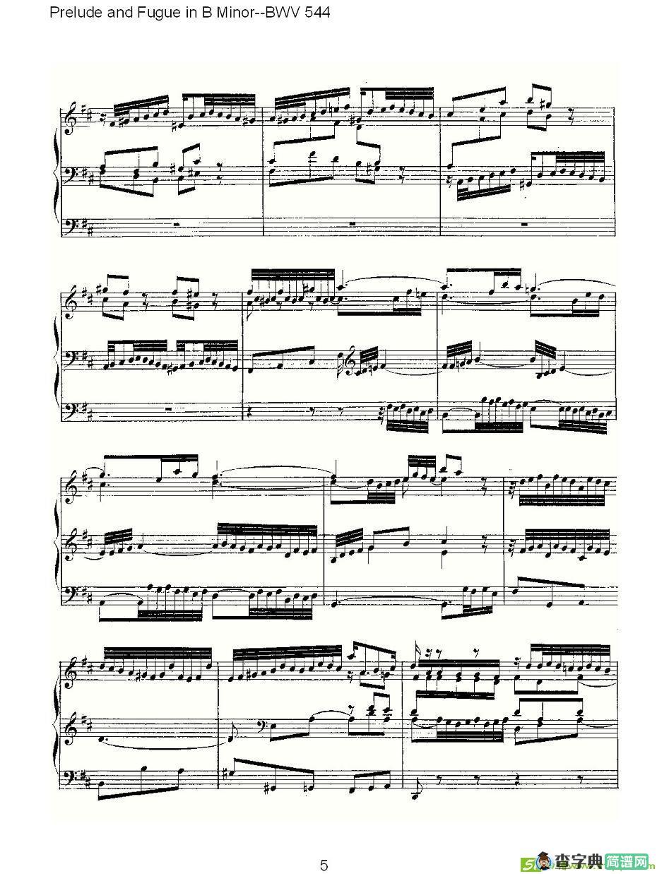 Prelude and Fugue in B Minor--BWV 544 简谱