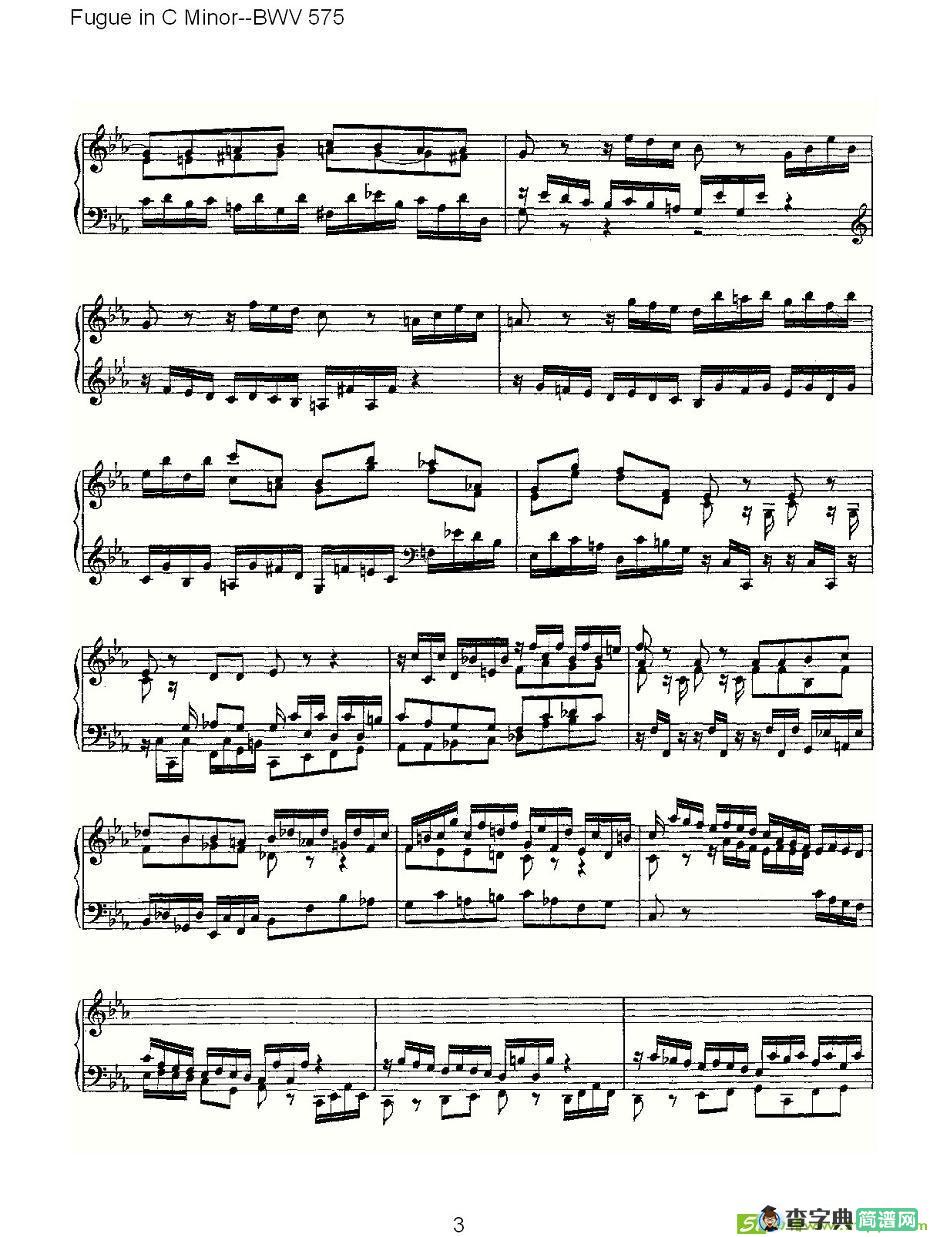 Fugue in C Minor--BWV 575 简谱(ohann作曲)