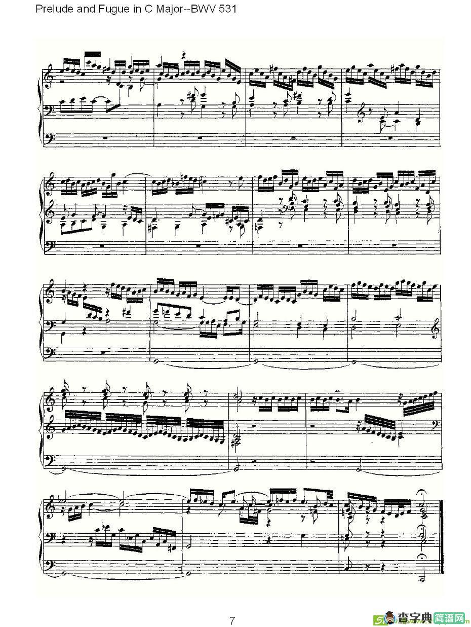 Prelude and Fugue in C Major--BWV 531 简谱(ohann作曲)