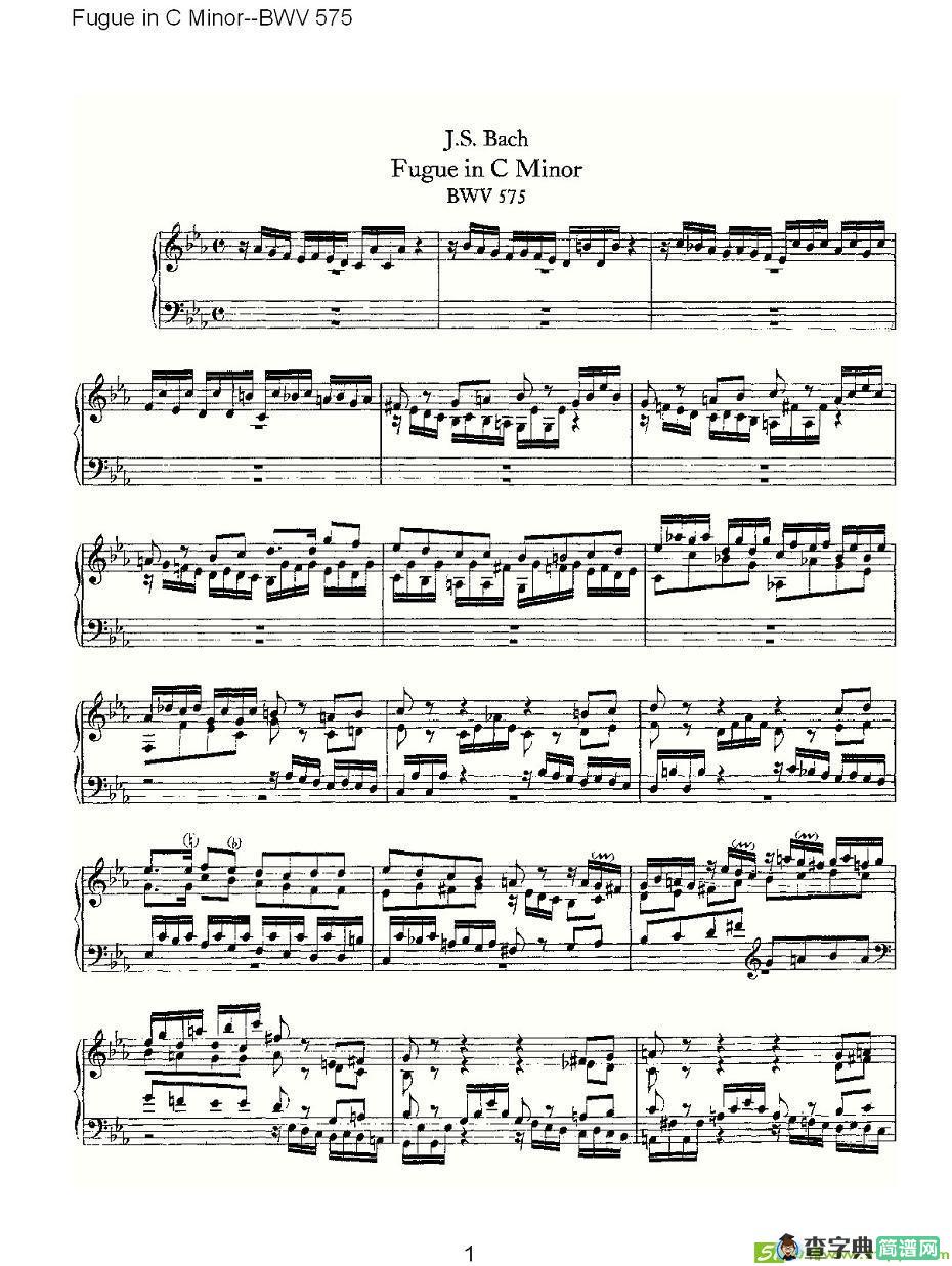 Fugue in C Minor--BWV 575 简谱(ohann作曲)