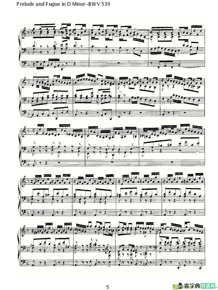 Prelude and Fugue in D Minor--BWV 539 简谱(ohann作曲)