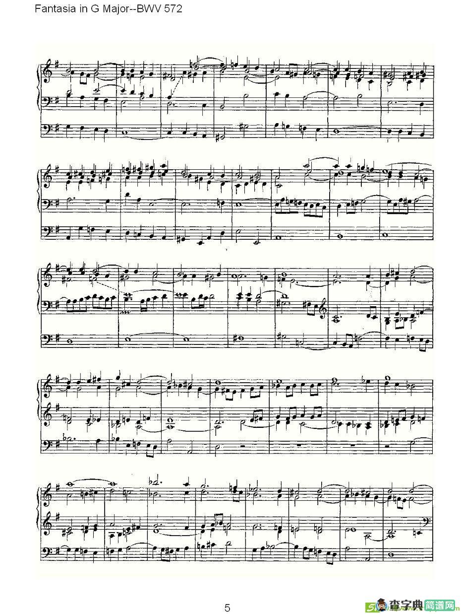 Fantasia in G Major--BWV 572 简谱(ohann作曲)