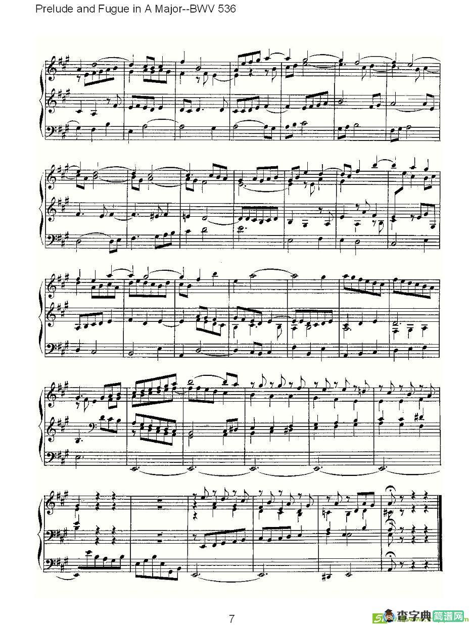 Prelude and Fugue in A Major--BWV 536 简谱(ohann作曲)