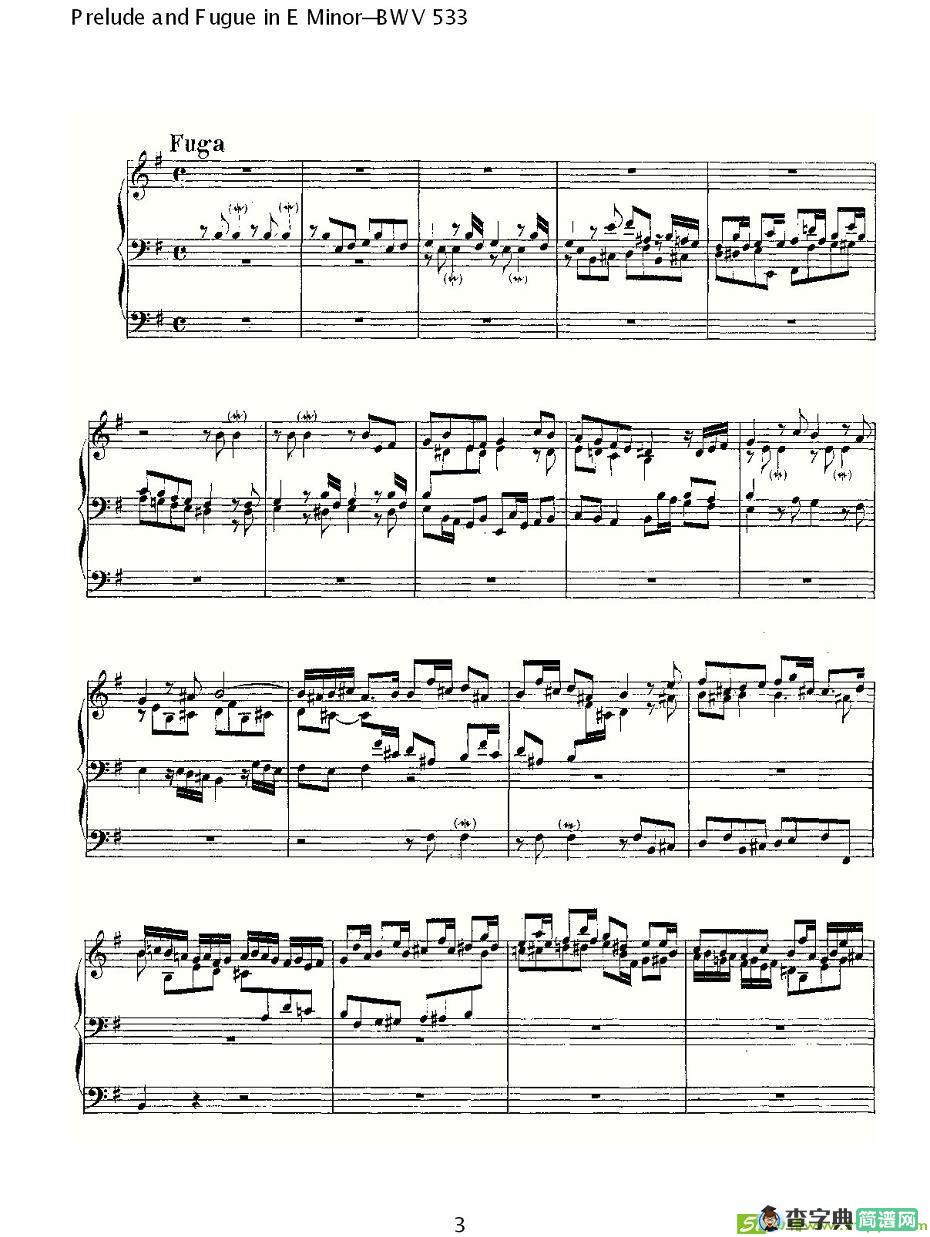 Prelude and Fugue in E Minor--BWV 533 简谱(ohann作曲)