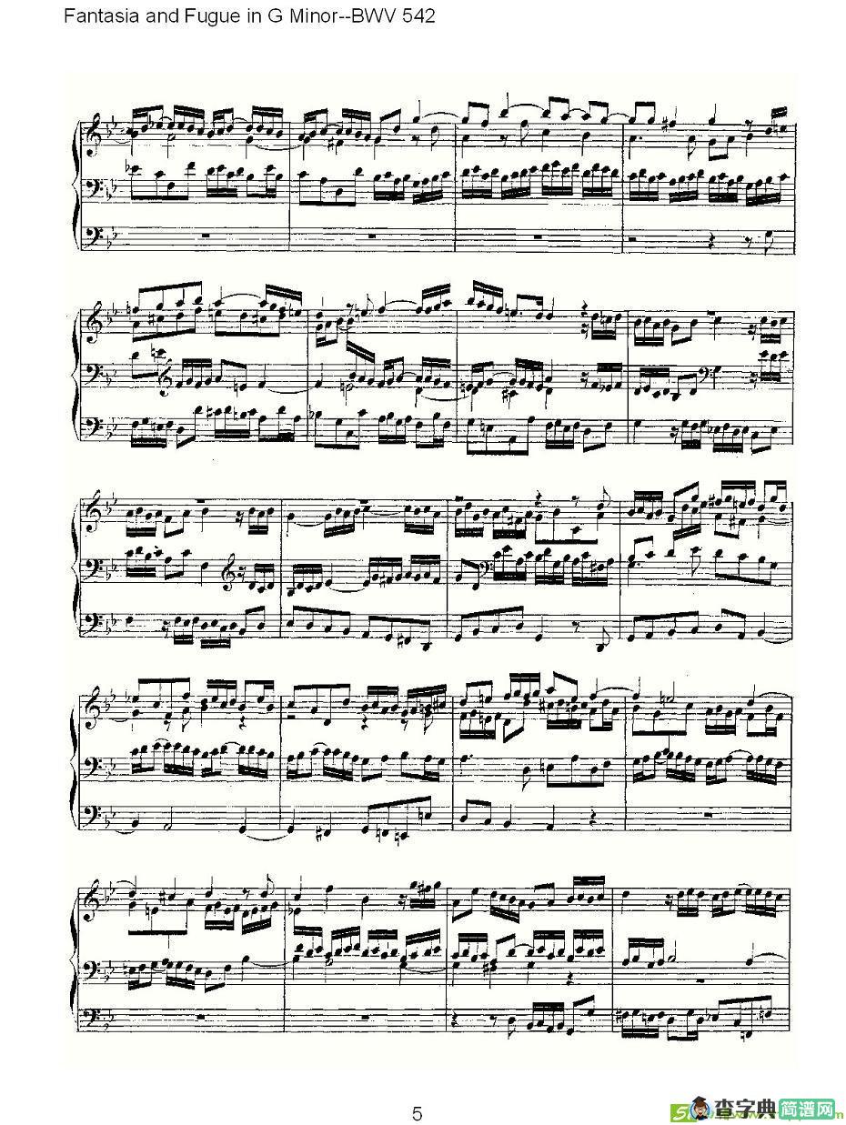 Fantasia and Fugue in G Minor--BWV 542 简谱(ohann作曲)