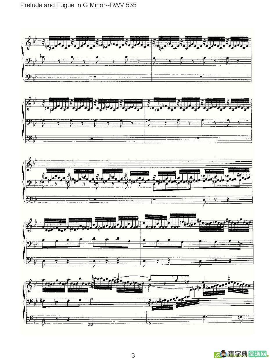 Prelude and Fugue in G Minor--BWV 535 简谱(ohann作曲)
