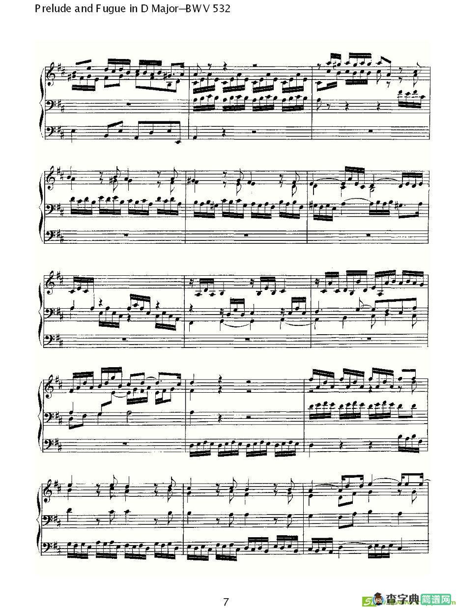 Prelude and Fugue in D Major--BWV 532  简谱(ohann作曲)