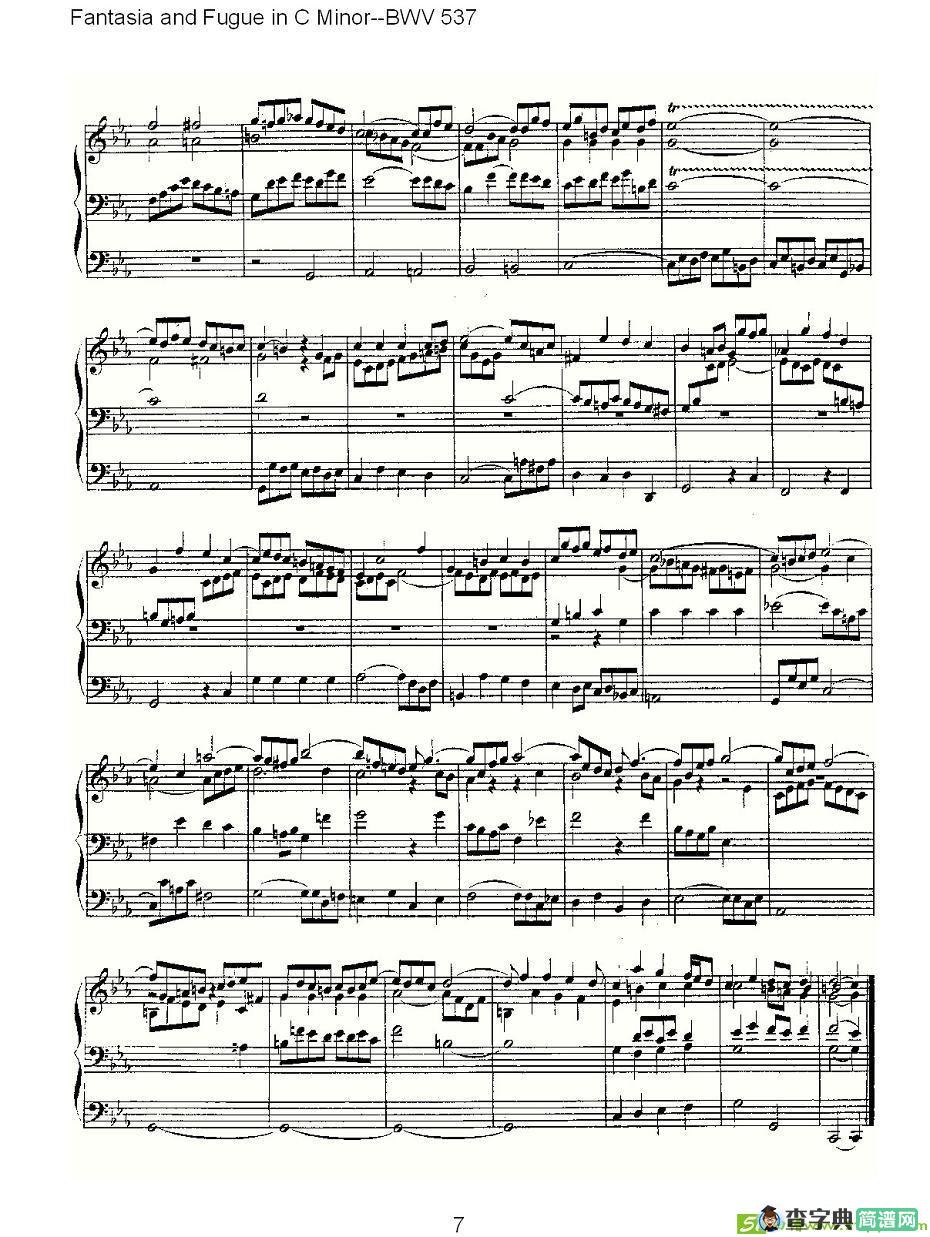 Fantasia and Fugue in C Minor--BWV 537 简谱(ohann作曲)