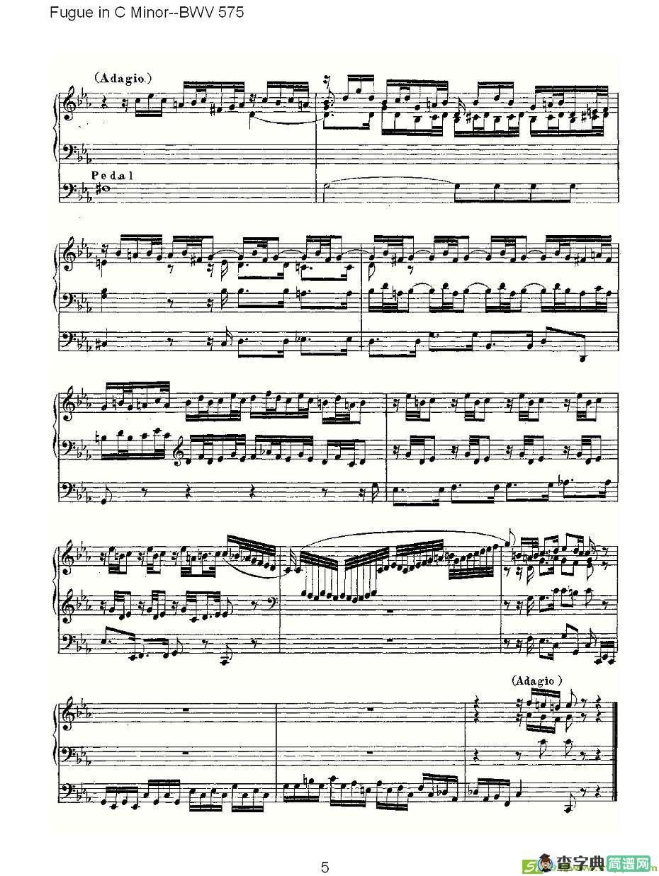 Fugue in C Minor--BWV 575 简谱(ohann作曲)