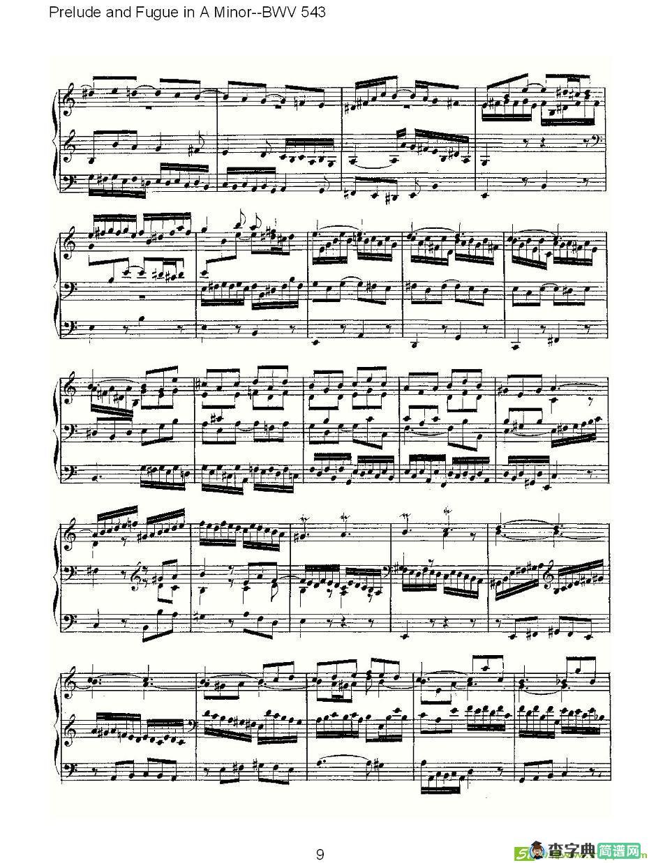 Prelude and Fugue in A Minor--BWV 543 简谱