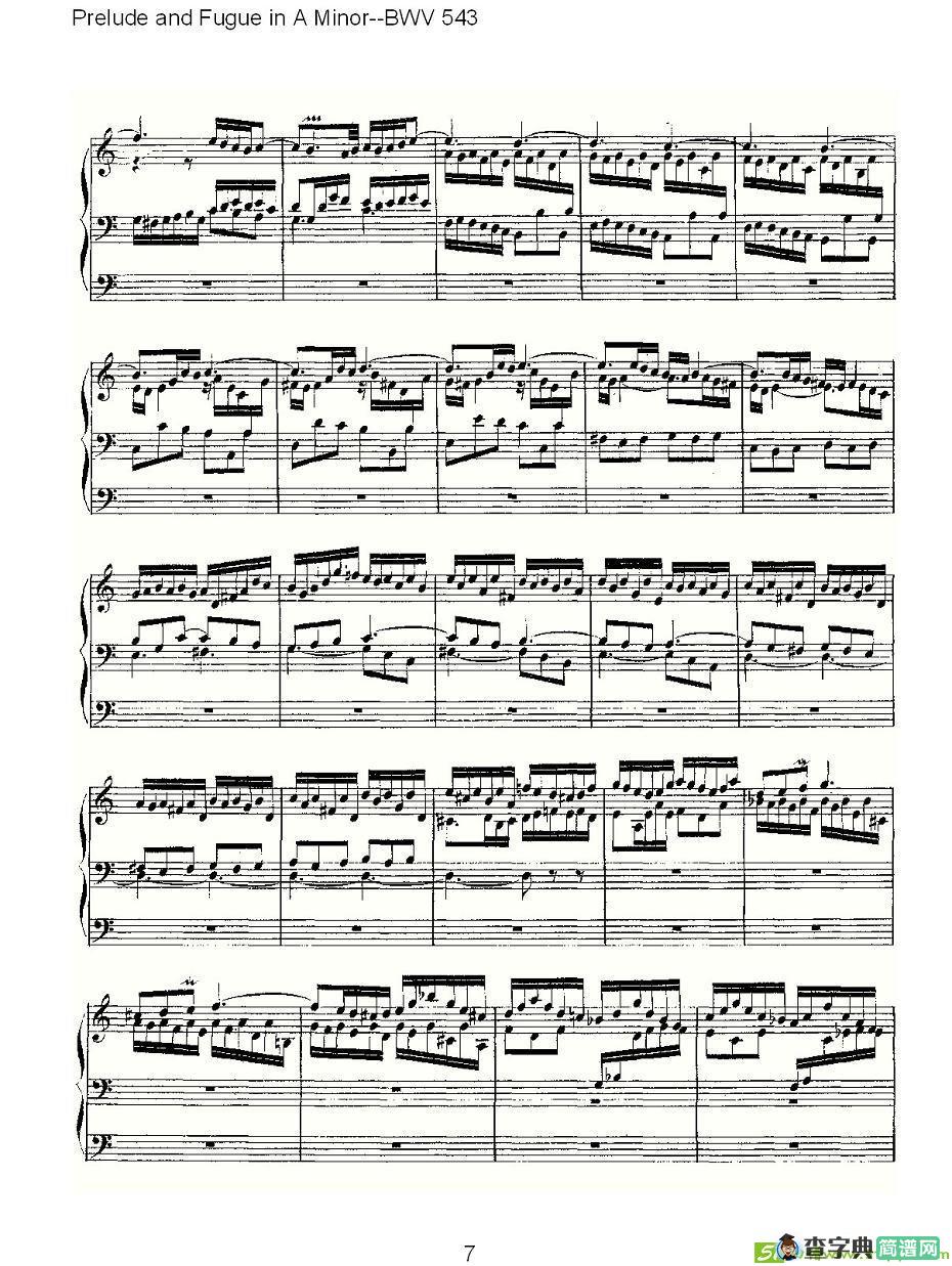 Prelude and Fugue in A Minor--BWV 543 简谱
