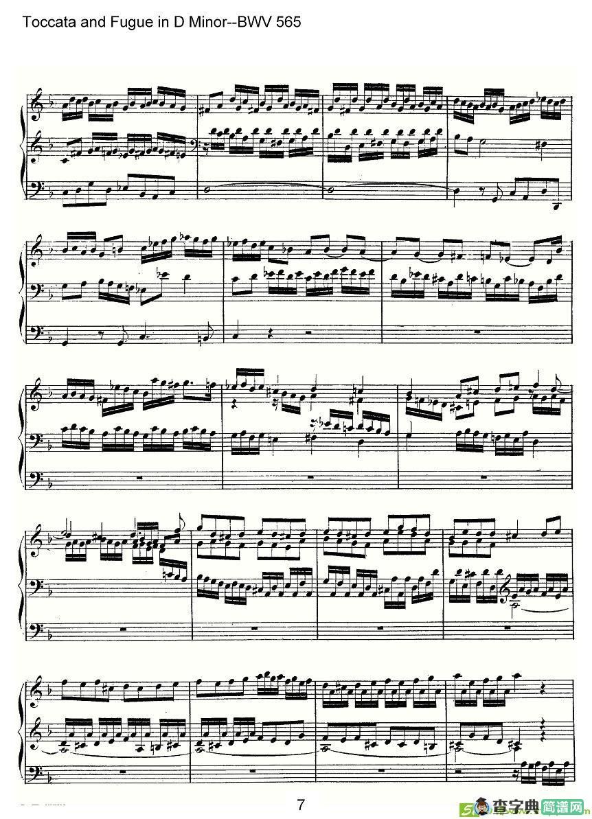 Toccata and Fugue in D Minor--BWV 565简谱