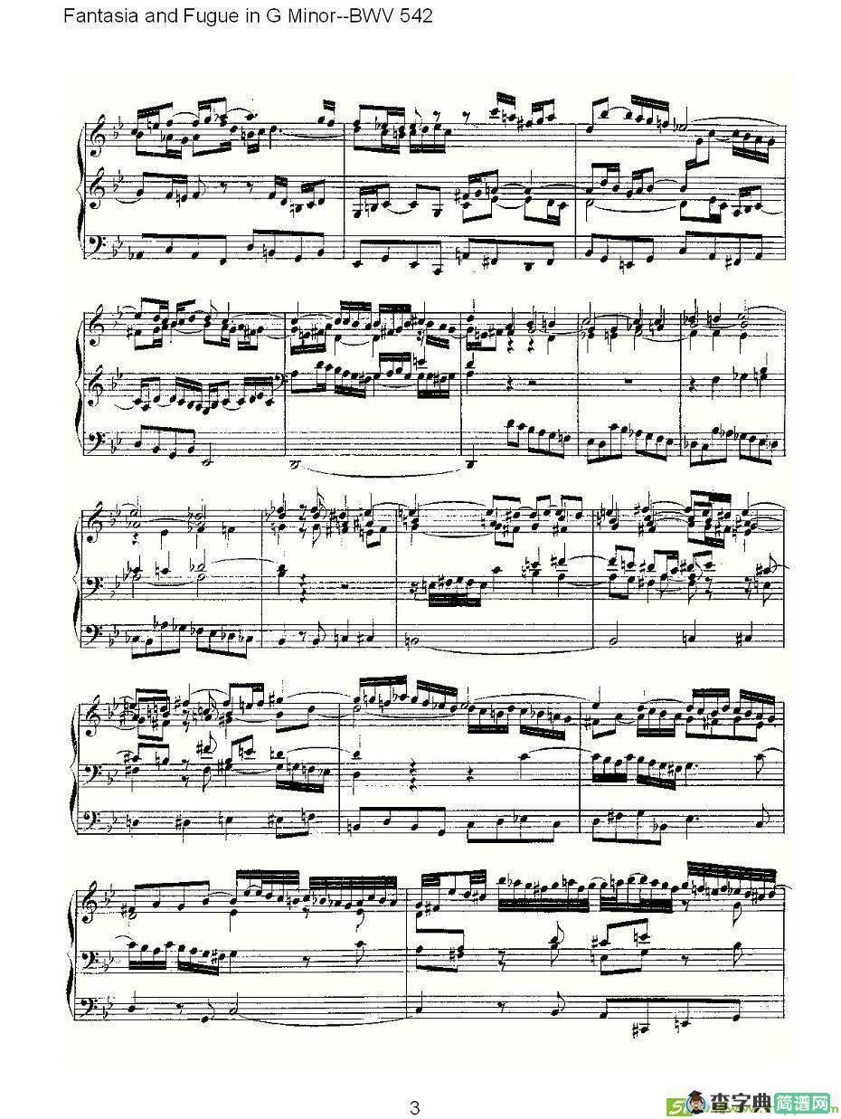 Fantasia and Fugue in G Minor--BWV 542 简谱(ohann作曲)