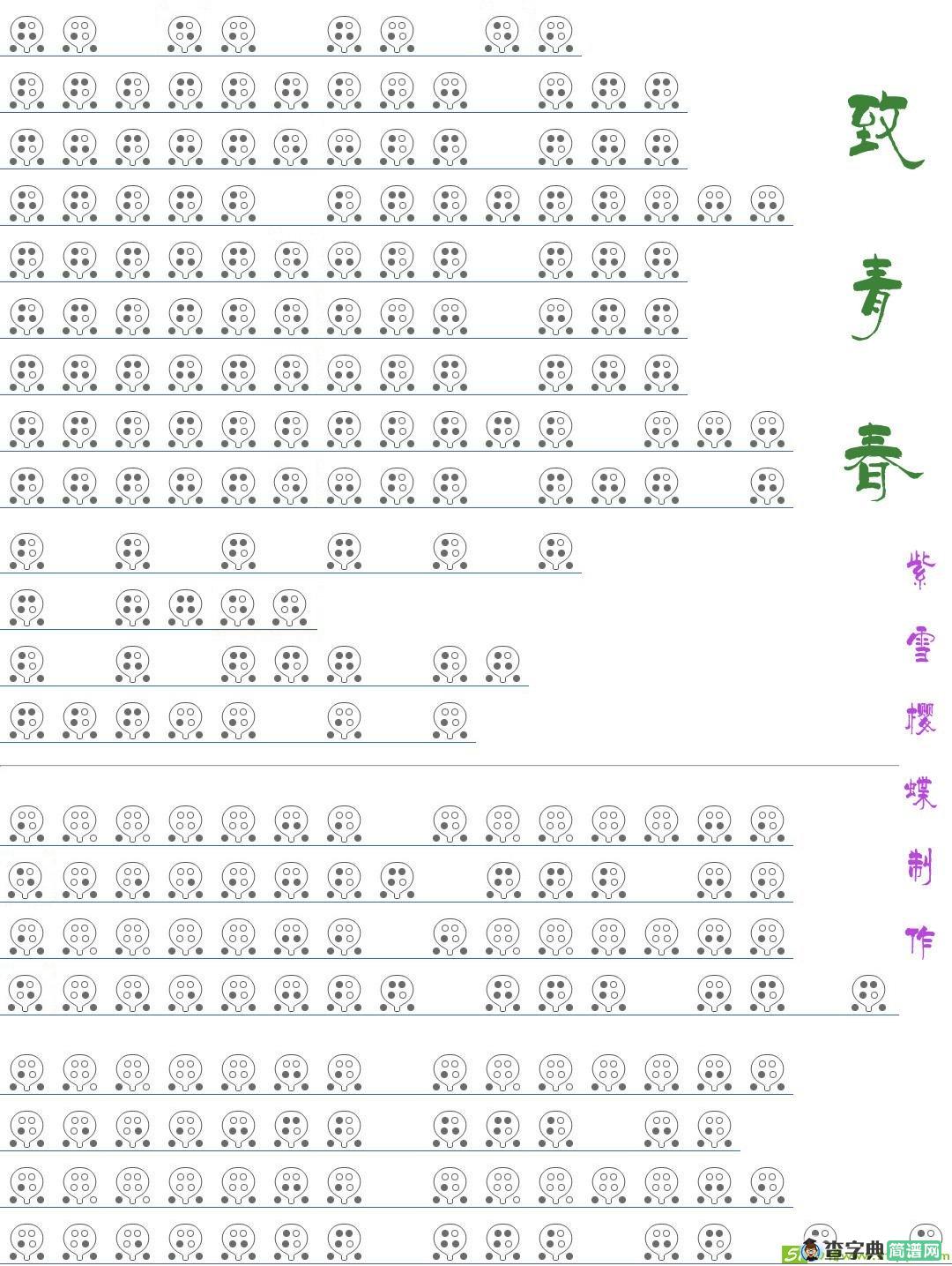 致青春简谱(王菲演唱)