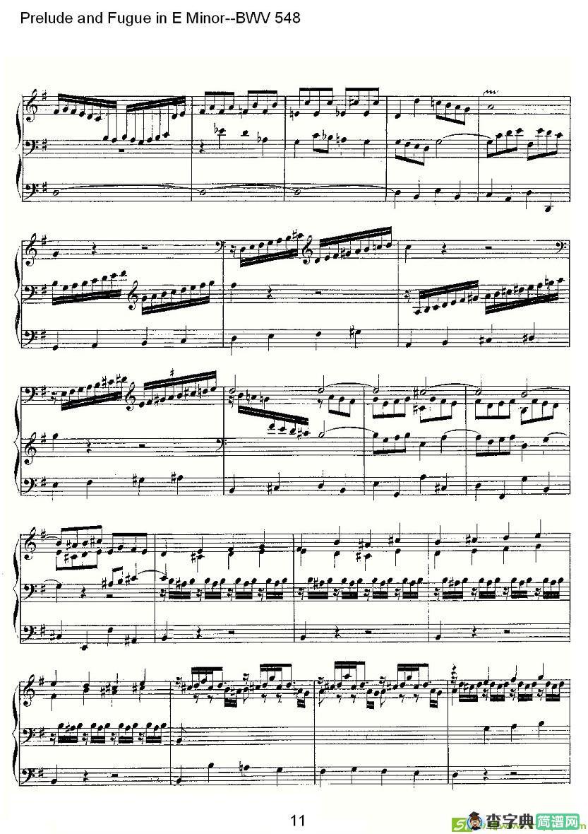 Prelude and Fugue in E Minor--BWV 548 简谱
