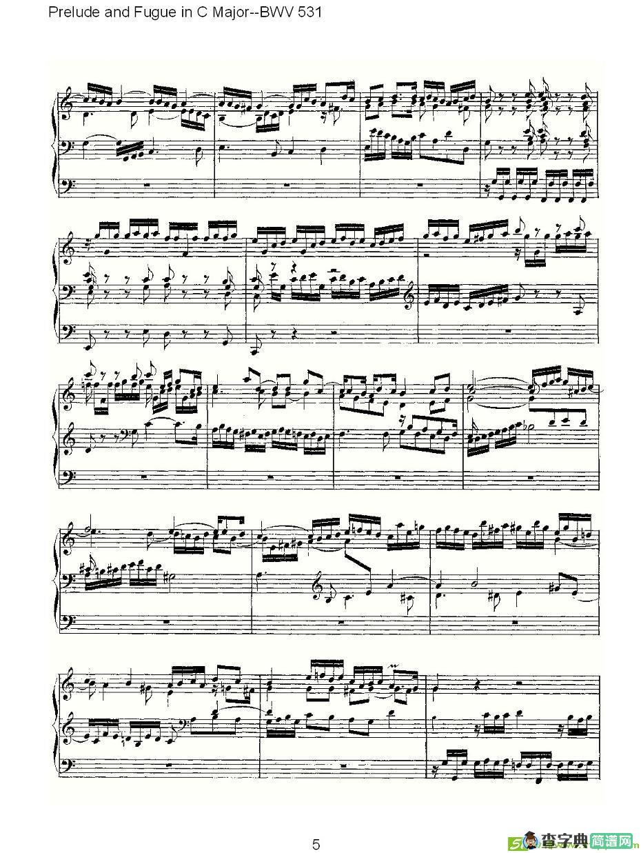 Prelude and Fugue in C Major--BWV 531 简谱(ohann作曲)