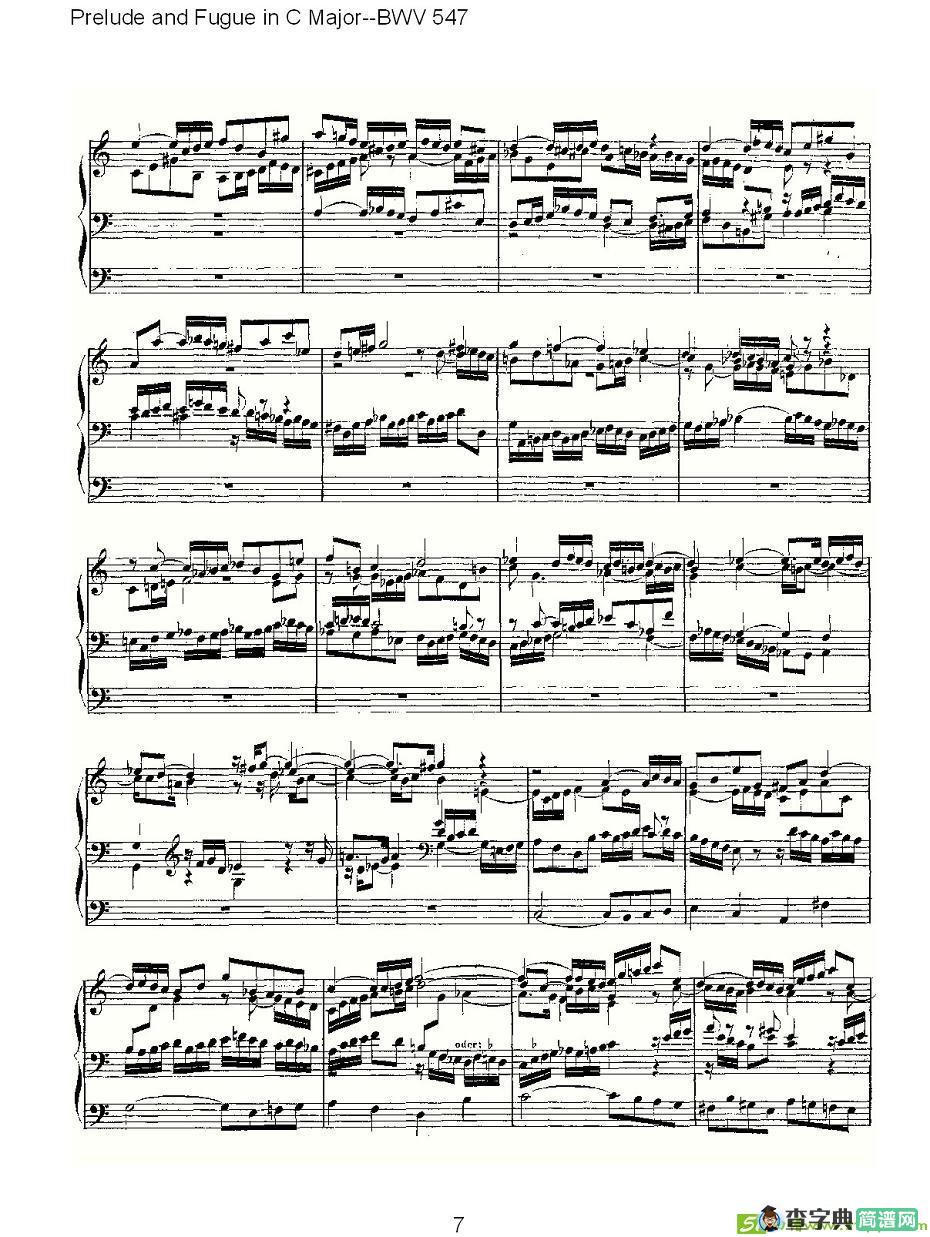Prelude and Fugue in C Major--BWV 547 简谱