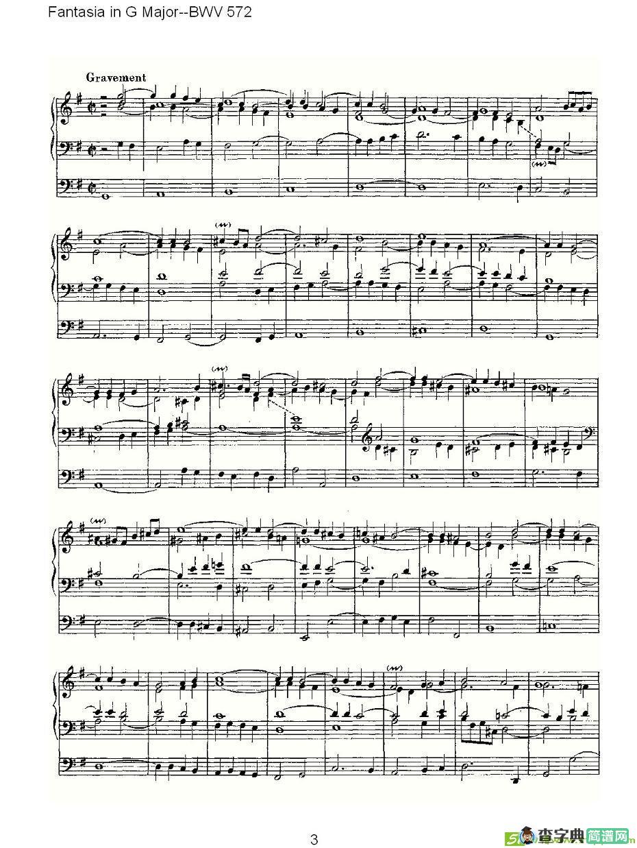 Fantasia in G Major--BWV 572 简谱(ohann作曲)