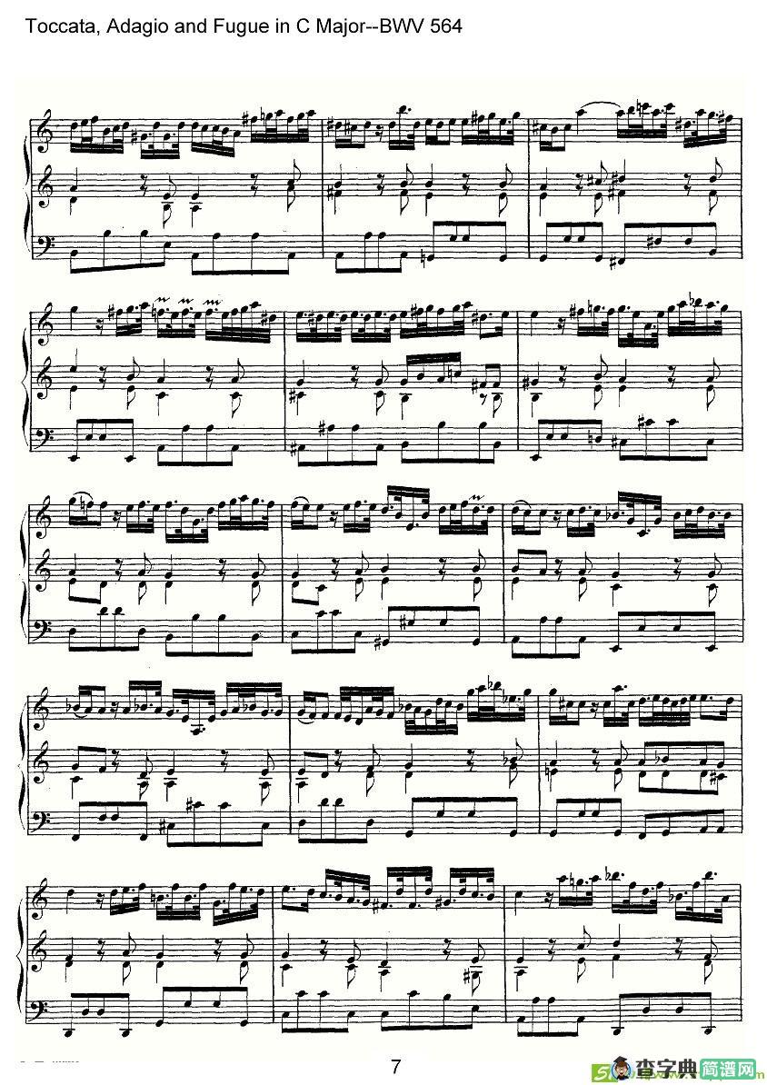 Toccata, Adagio and Fugue in C Major--BWV 564简谱