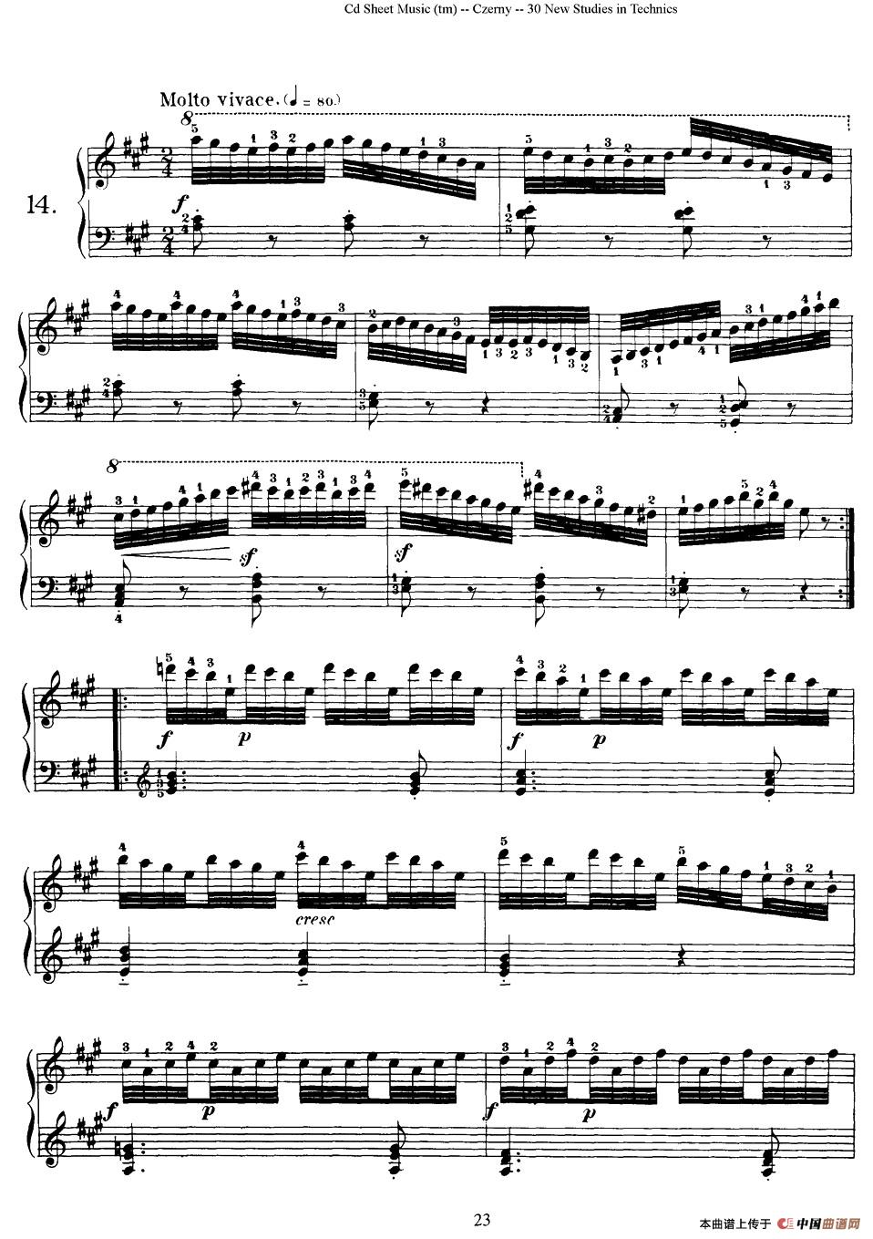 Czerny - 30 New Studies - 14（车尔尼Op849 - 30首练习曲）钢琴谱