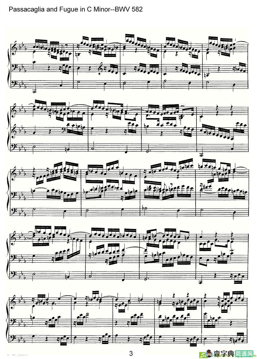 Passacaglia and Fugue in C Minor--BWV 582简谱