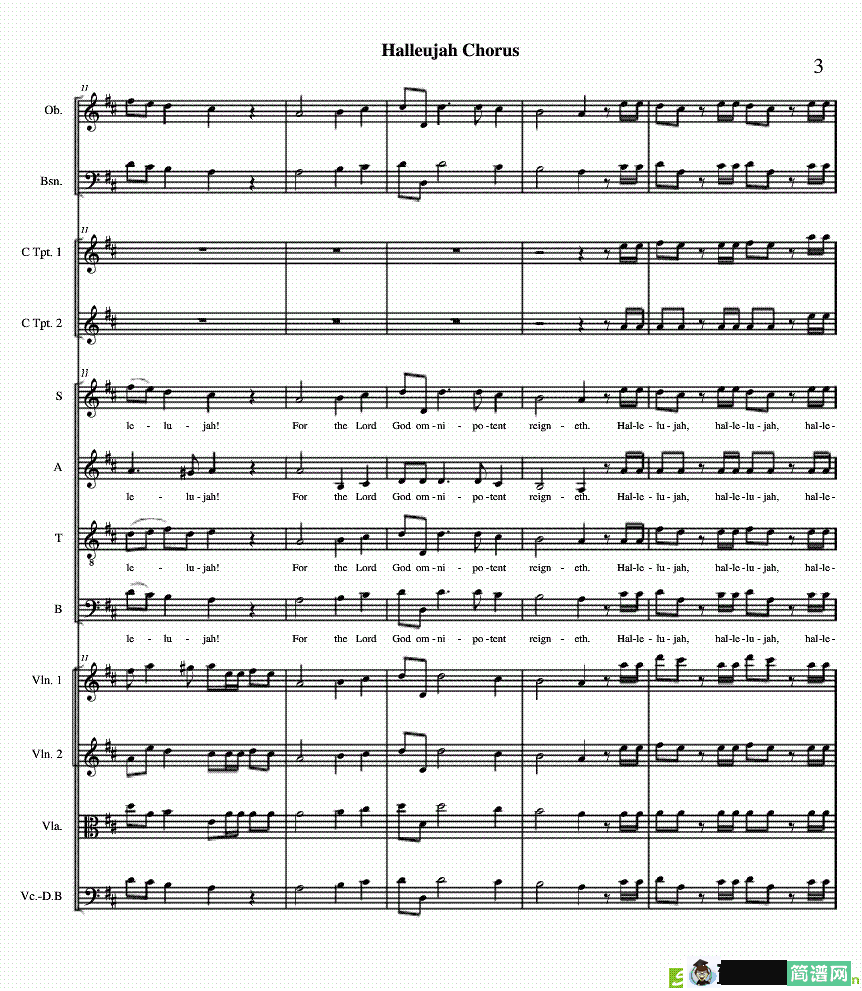 哈利路亚总谱1-10简谱(Handel作曲)