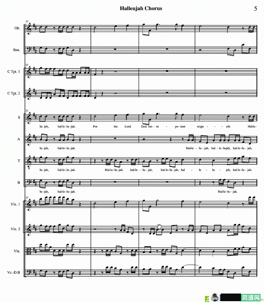 哈利路亚总谱1-10简谱(Handel作曲)