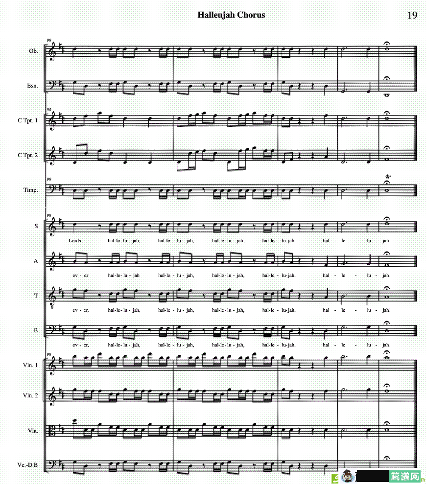 哈利路亚总谱11-19简谱(Handel作曲)