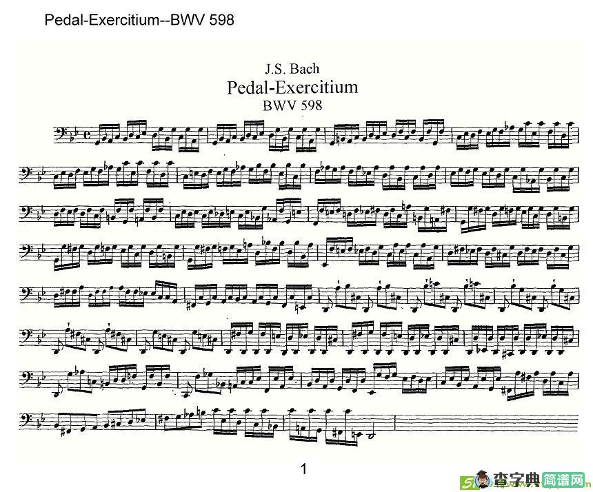 Pedal-Exercitium--BWV 598简谱