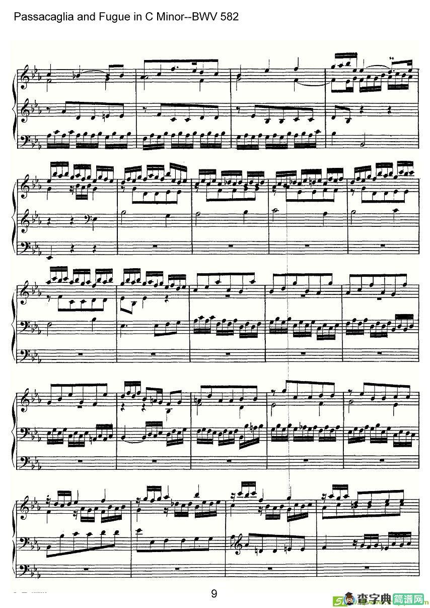 Passacaglia and Fugue in C Minor--BWV 582简谱