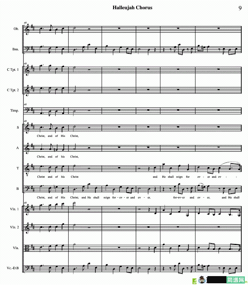 哈利路亚总谱1-10简谱(Handel作曲)